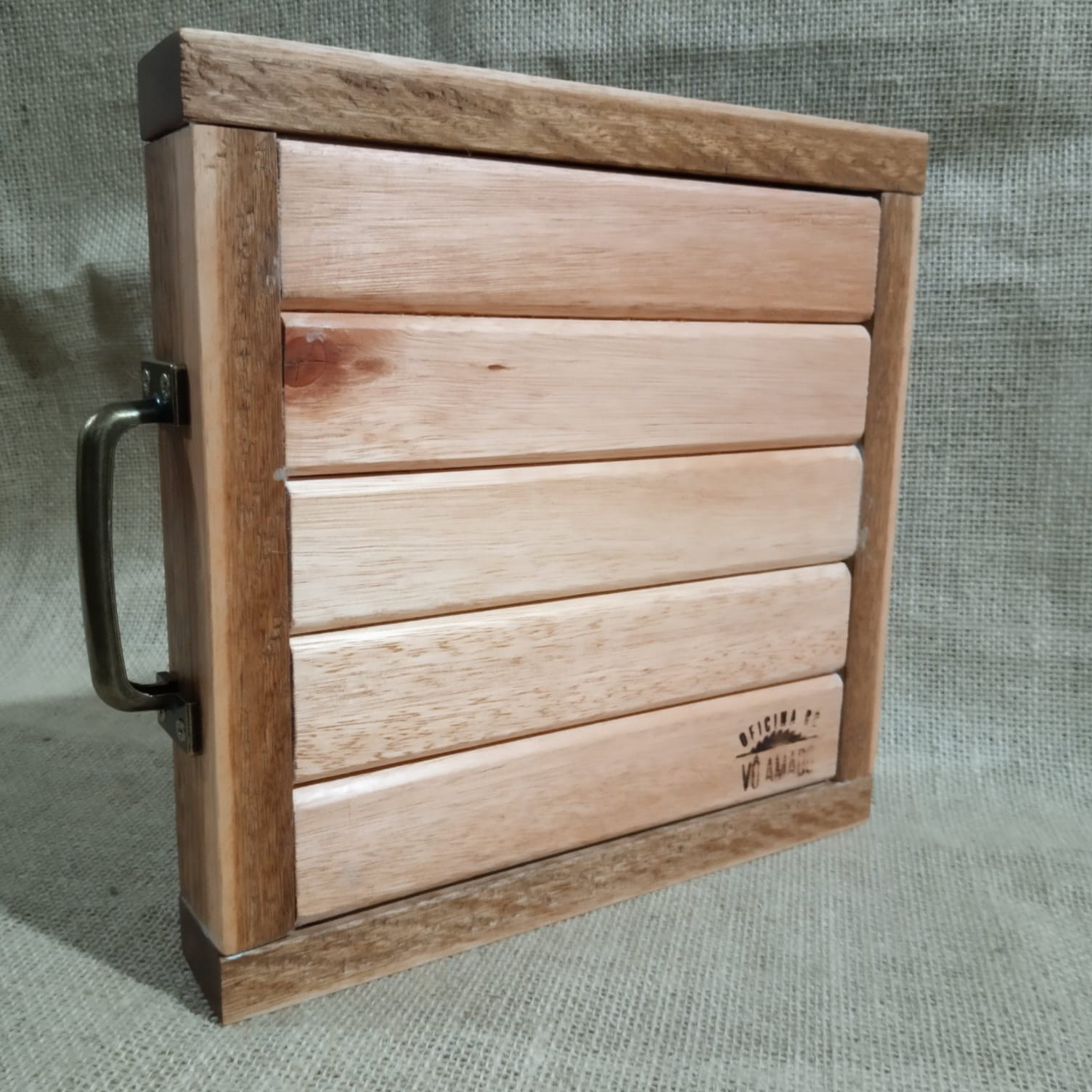 Bandeja pequena com azulejo alça de metal