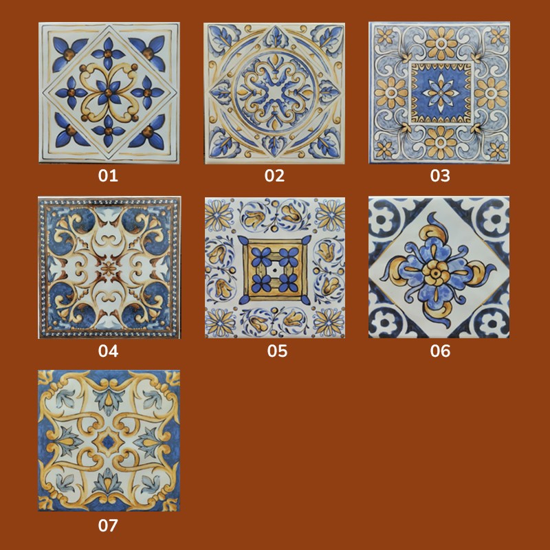 Bandeja com azulejo alça de metal