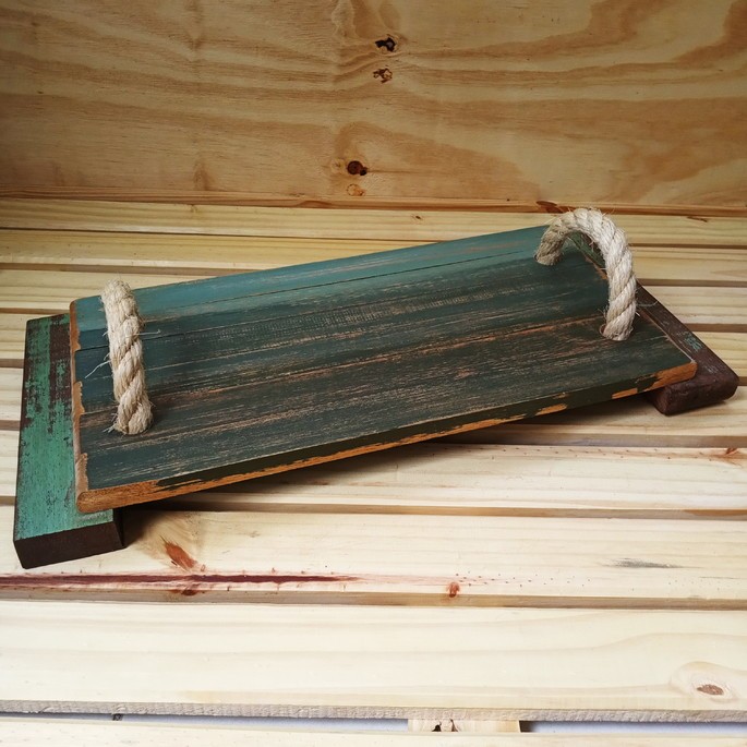 Bandeja rústica tons de verde