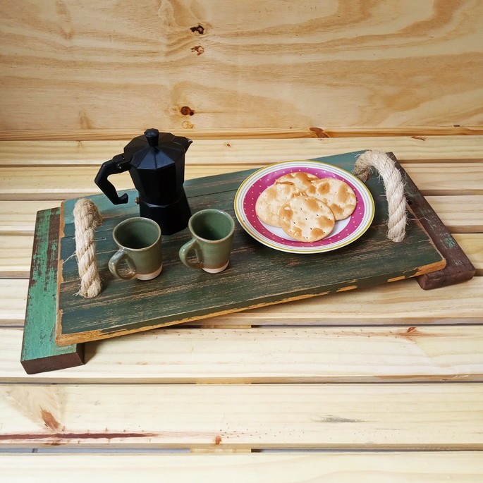 Bandeja rústica tons de verde