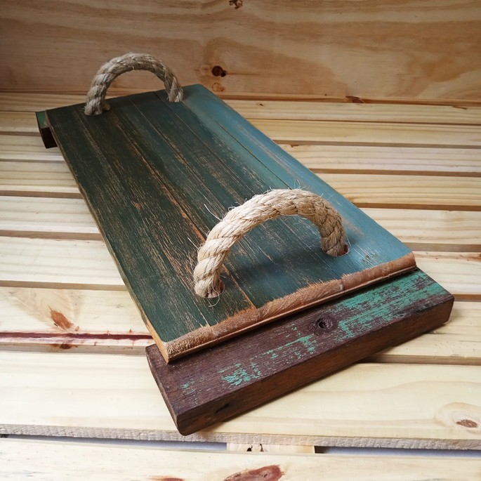 Bandeja rústica tons de verde