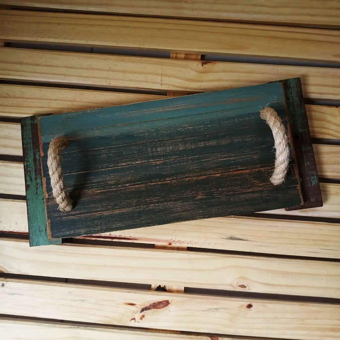 Bandeja rústica tons de verde